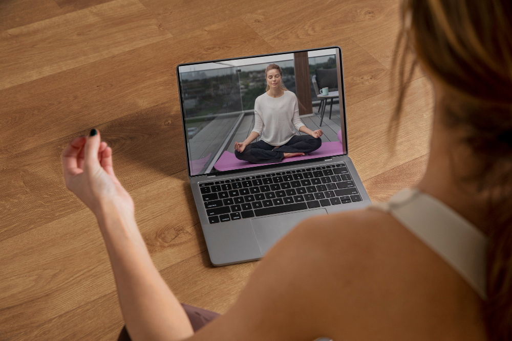 Students in online session